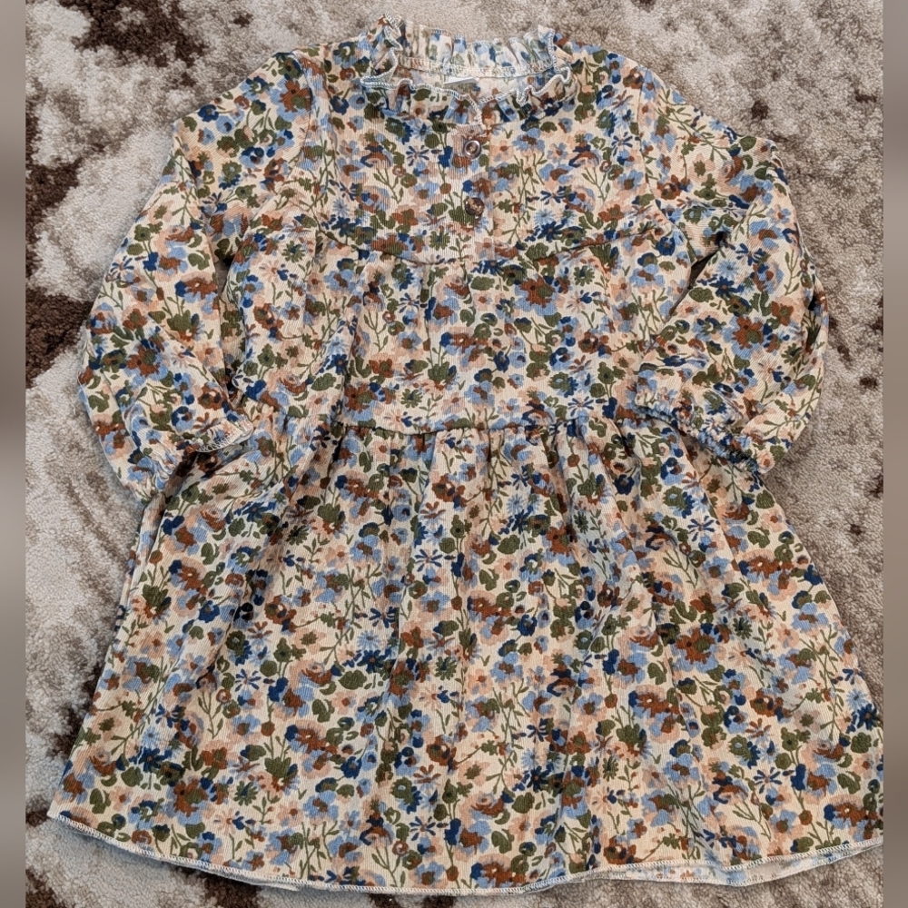 Floral Corduroy Kids Dress